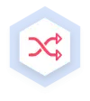 Two arrows crossing to represent seamless integration
