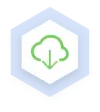 Cloud with download arrow to represent real-time data