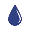 A simple blue water droplet icon on a black background.