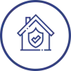 outline of a house with a shield and checkmark inside