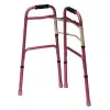Two-Button Release Aluminum Folding Walker, Pink