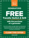 Free transfer switch with generator purchase coupon