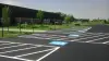 A parking line with fresh striping.