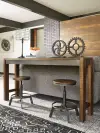 Torjin - 3 Pc. - Long Counter Table, 2 Stools - Dark Brown