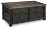 Tyler Creek - Lift Top Cocktail Table - Grayish Brown / Black