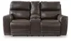 Crossplex - Power Reclining Loveseat / Console / Adjustable Headrest - Smoke