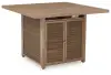 Walton Bridge - Square Bar Table W/Fire Pit - Driftwood