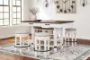 Valebeck - 5 Pc. - Counter Table With Wine Rack, 4 Swivel Stools - White / Brown