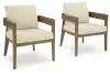 Serene Bay - Arm Chair With Cushion (Set of 2) - Dark Brown / White