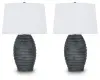 Caronick - Poly Table Lamp (Set of 2) - Antique Silver Finish