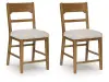 Cabalynn - Upholstered Barstool (Set of 2) - Oatmeal / Light Brown