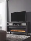 Todoe - 2 Pc. - 65" TV Stand with Wide Fireplace Insert - Gray