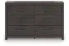 Prendonea - Six Drawer Dresser - Charcoal
