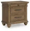 Karallin - Three Drawer Night Stand - Medium Brown