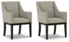 Burkhaus - Dining UPH Arm Chair (Set of 2) - Beige / Dark Brown