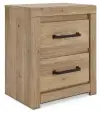 Brozmont - Two Drawer Night Stand - Tan