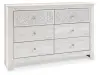 Paxberry - Six Drawer Dresser - Medallion Drawer Pulls - Whitewash