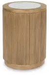 Camdill - Round End Table - Light Brown / White