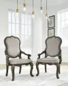 Maylee - Dining Upholstered Arm Chair (Set of 2) - Dark Brown