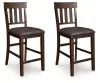 Haddigan - Upholstered Barstool (Set of 2) - Dark Brown