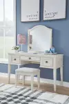 Robbinsdale - Mirrored Vanity With Stool - Antique White