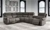 Hoopster - Zero Wall Power Recliner with Console 6 Pc Sectional - Gunmetal