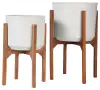 Dorcey - Planter Set (Set of 2) - White / Brown