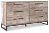 Neilsville - Six Drawer Dresser - Vinyl-Wrapped - Whitewash