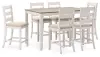 Skempton - Counter Height Dining Table and Bar Stools (Set of 7) - White / Light Brown