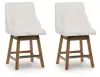 Cabalynn - Upholstered Swivel Barstool (Set of 2) - Oatmeal / Light Brown