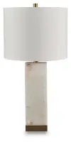 Linderfield - Alabaster Table Lamp - White / Gold Finish