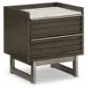 Arkenton - Two Drawer Night Stand - Grayish Brown / White