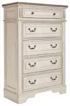 Realyn - Five Drawer Chest - White / Brown / Beige