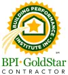 BPI GoldStar Contractor logo with a star inside a house and yellow sunburst seal.