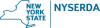 Outline of New York State with New York State text and NYSERDA written beside it.