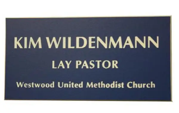 Name Tags Blue on White With Square Corners