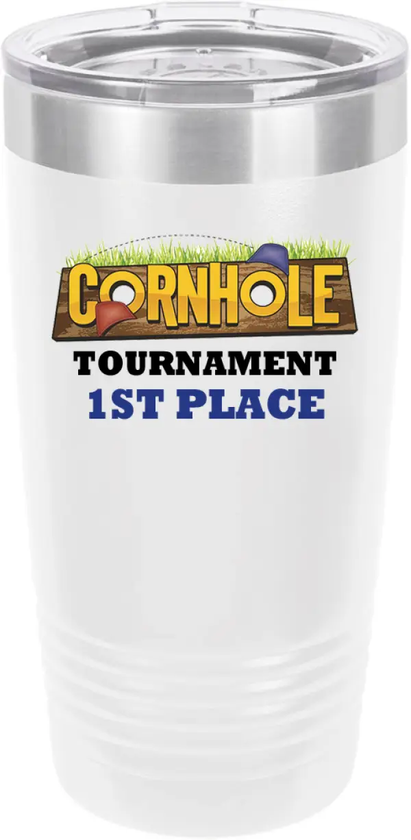 Customized Cornhole Tournament Polar Camel 20 oz.  Ringneck Vacuum Insulated Tumbler w/Clear Lid LTM7214