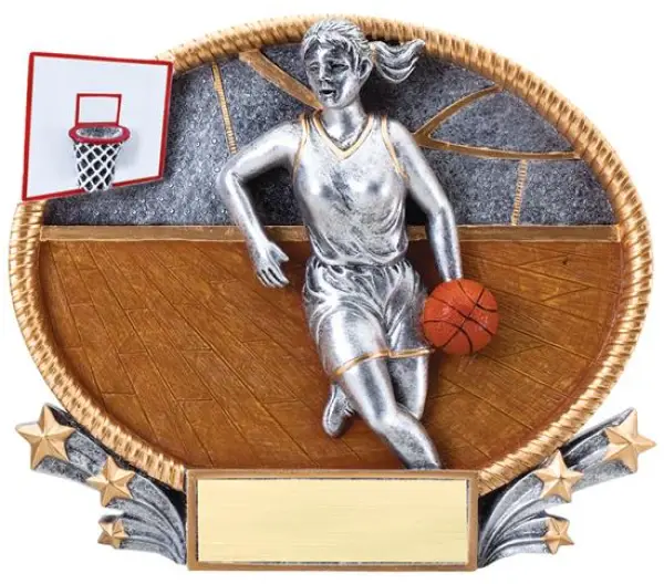 Female Basketball Small 3D Oval Trophy