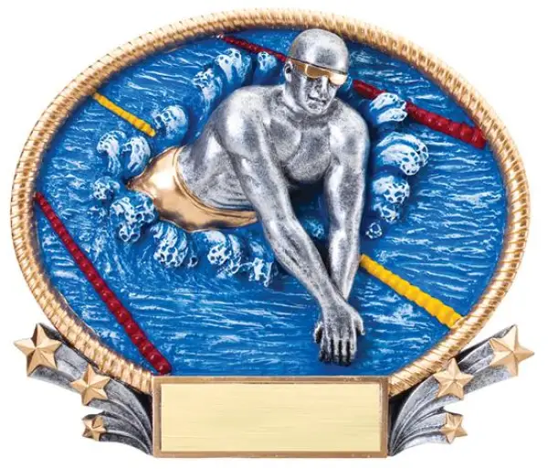 Male Swimming Trophy Small 3D Oval