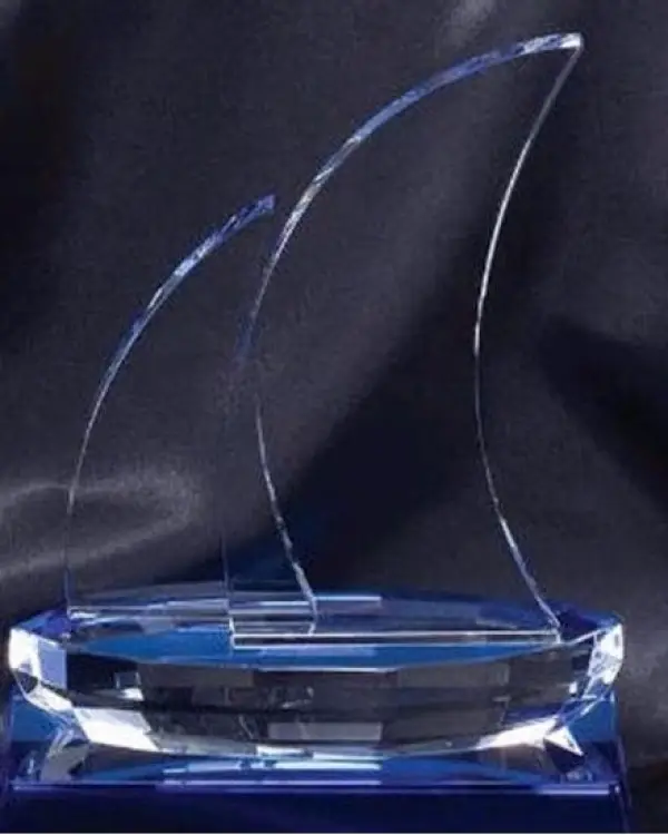 Blue Sailboat Crystal Award
