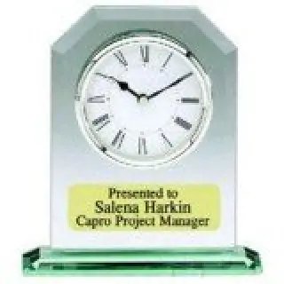 Jade Glass Clock 4 3/4 x 6 1/2 x 2