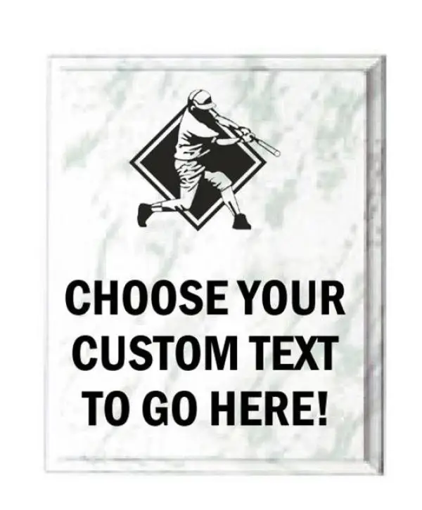 Baseball White Marble Plaque