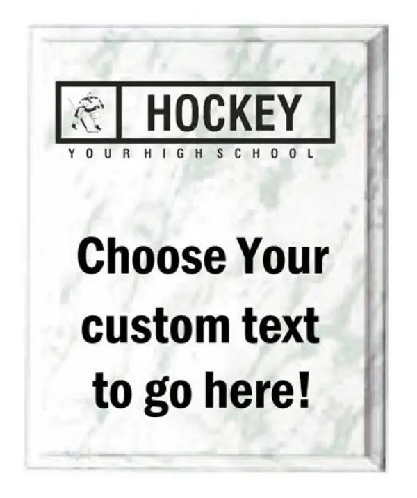 Hockey White Marble Plaque
