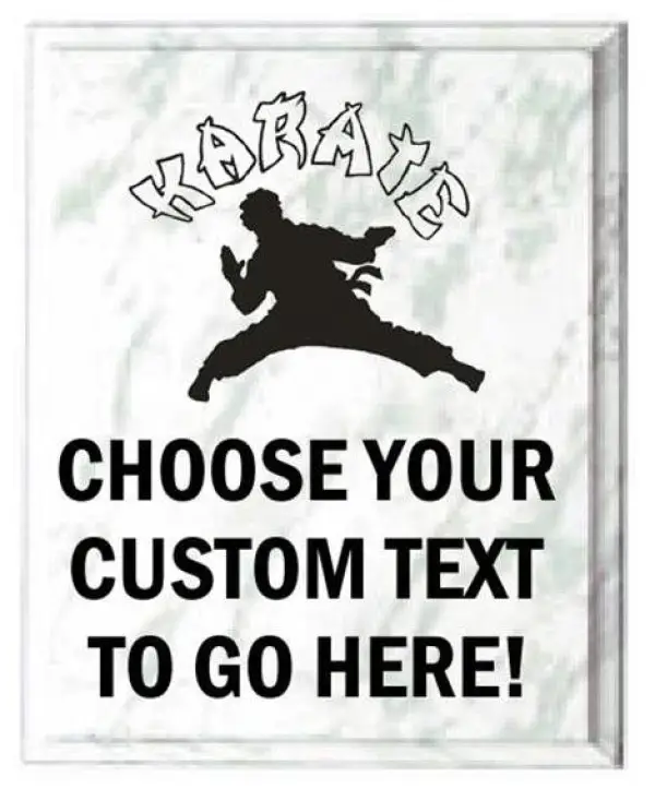 Karate White Marble Plaque