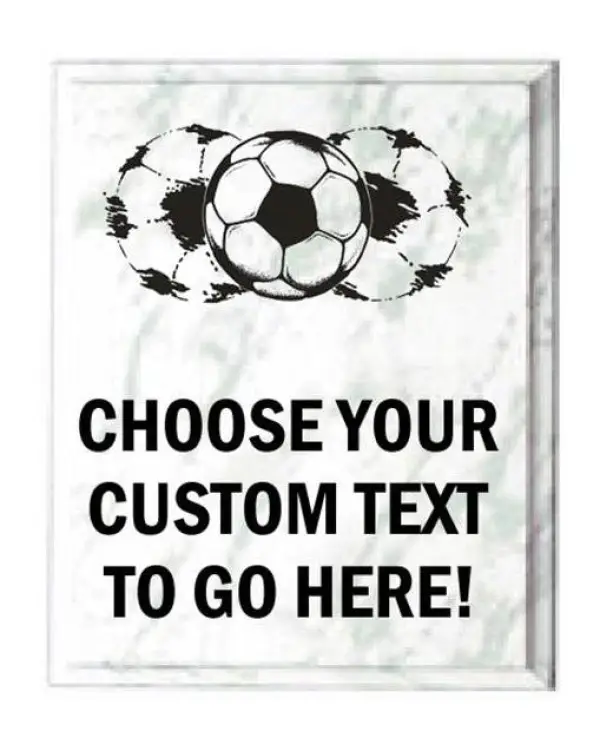 Soccer White Marble Plaque