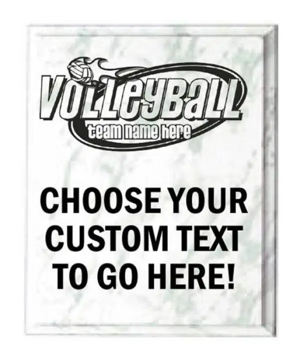 Volleyball White Marble Plaque
