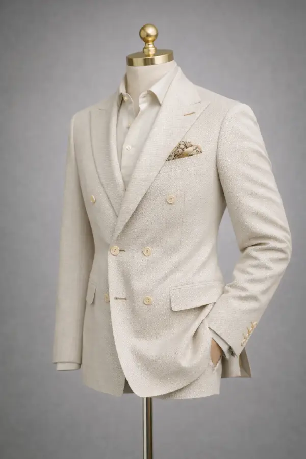 The Amalfi Alabaster Herringbone Suit