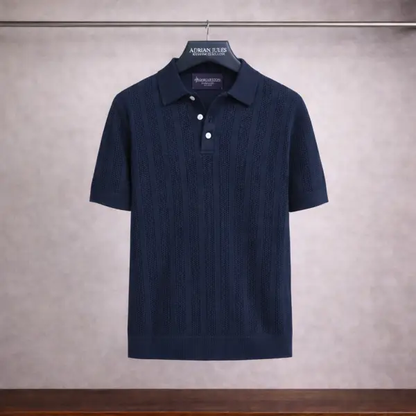 Amalfi Navy Lino Stripe Polo
