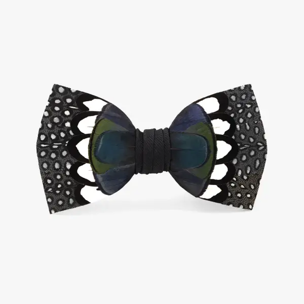 Feather Bow Tie | Edisto (Black & Blue Dotted)