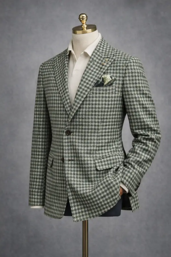 The Portofino Houndstooth Jacket - Green
